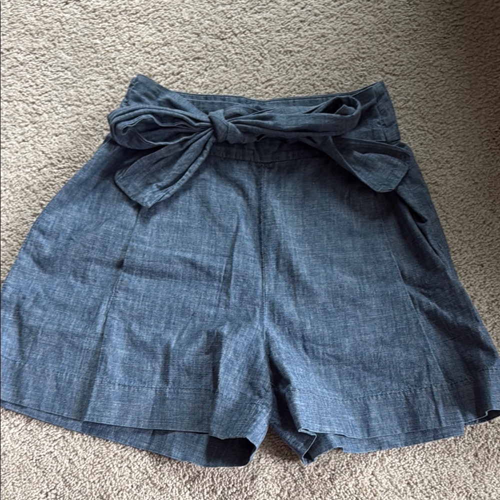 J Crew Tie Waist Chambray Shorts